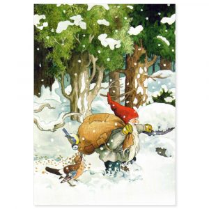Zwerg mit Vogelfutter im Schnee #225