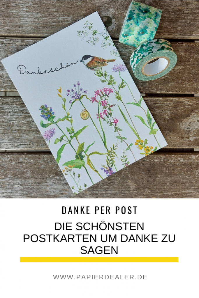 Pinterest-Pin: Danke per Post - die schönsten Postkarten, um Danke zu sagen
