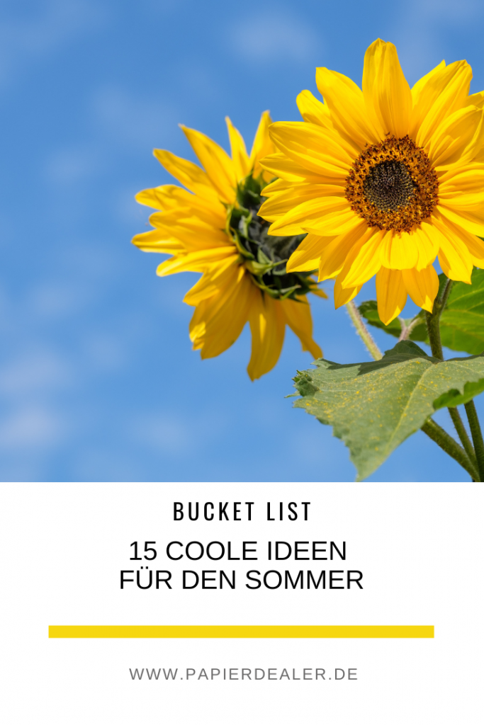 Pinterest-Pin: Bucket List - 15 coole Ideen für den Sommer (by papierdealer)