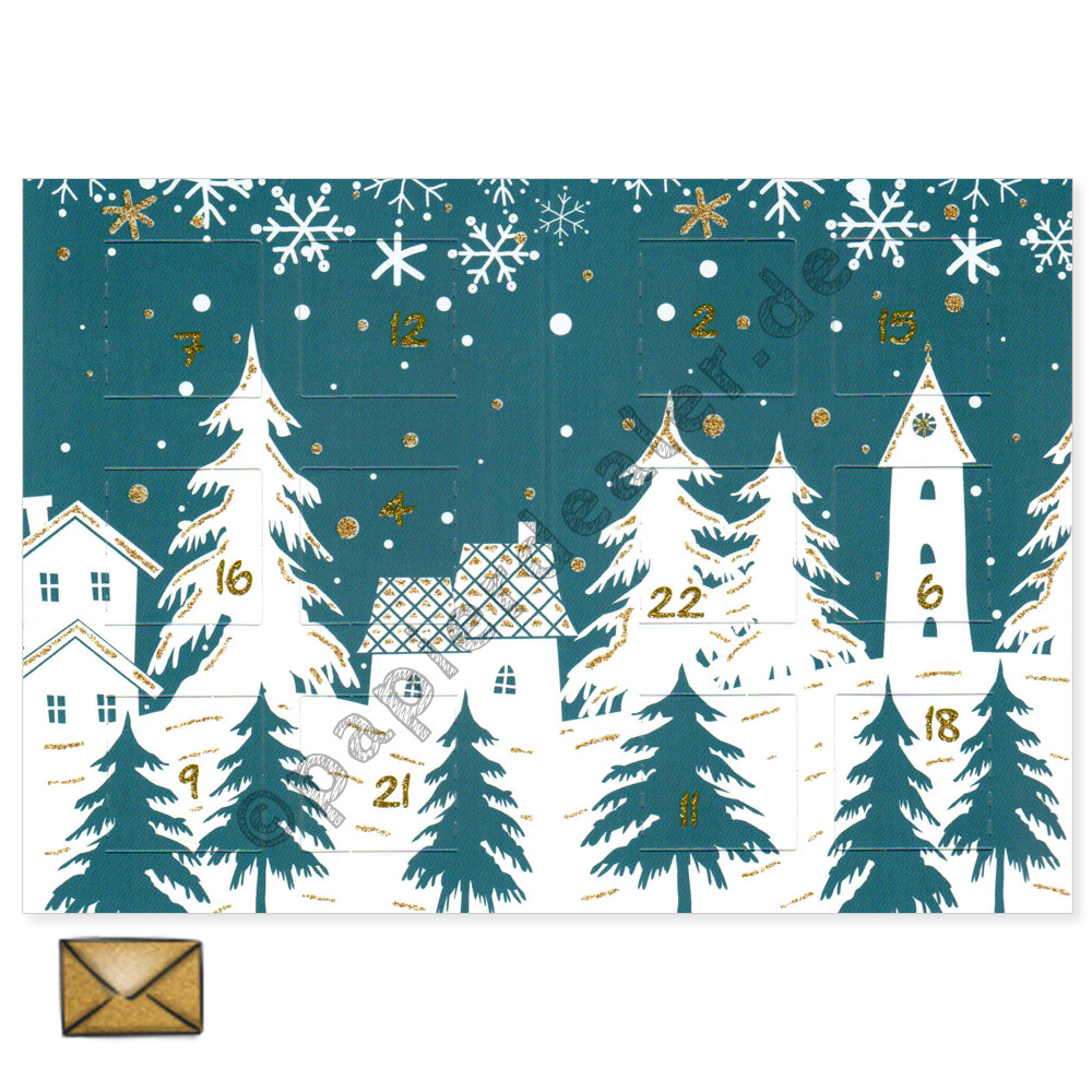 Teelichtkalender Winterdorf